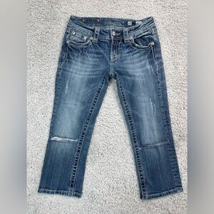 Miss Me Jeans Womens 25 Signature Cuffed Capri Style # JP5395P2 Pedal Pushers